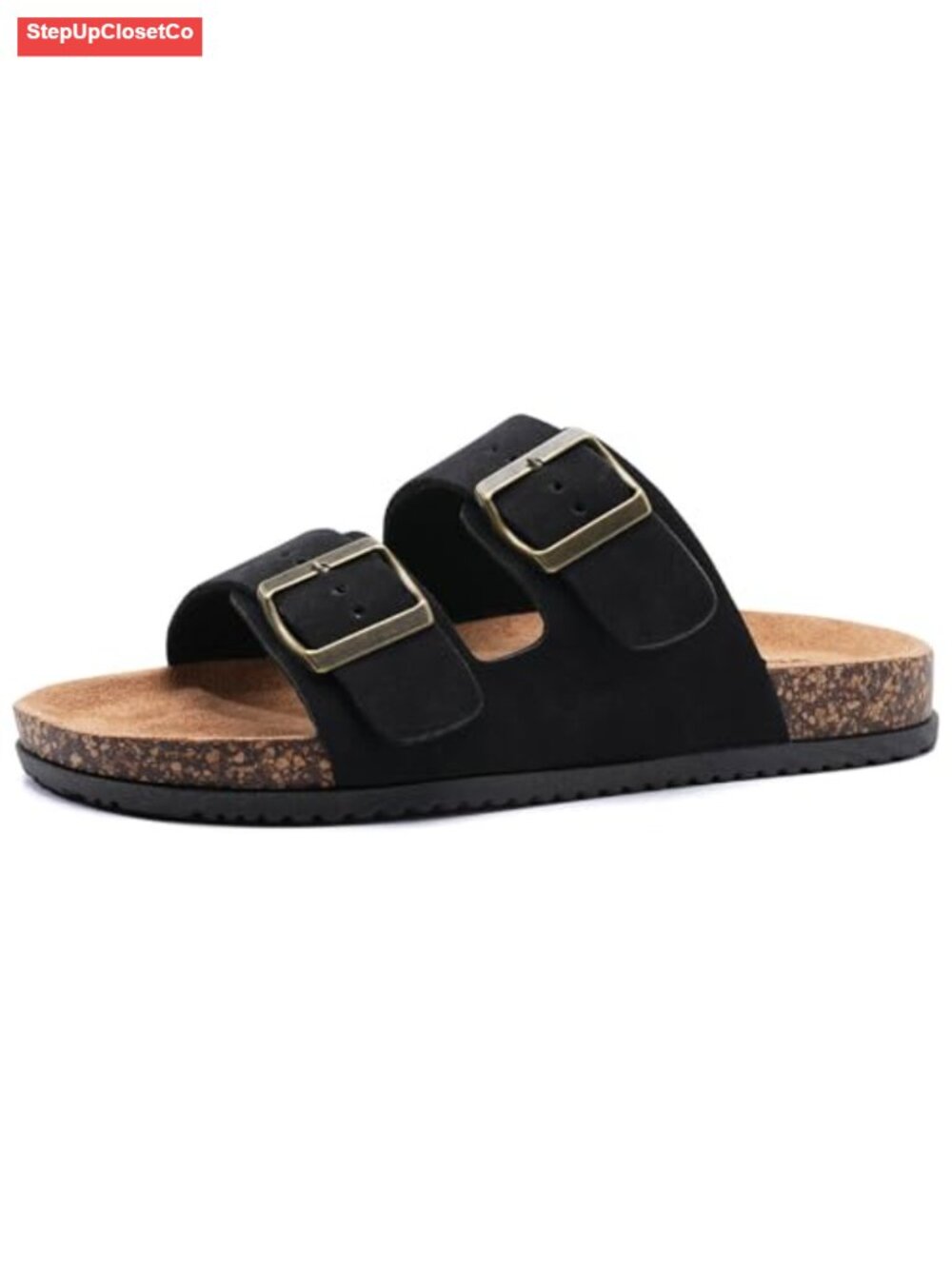 Arch Support Double Buckle Cork-Style Sandals with Cushioned Sole